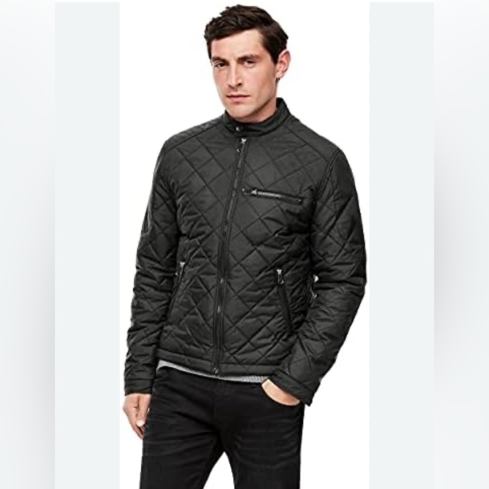 Surplus Mens Black Quilted Moto Jacket XL Lightweight Streetwear Fall Outerwear